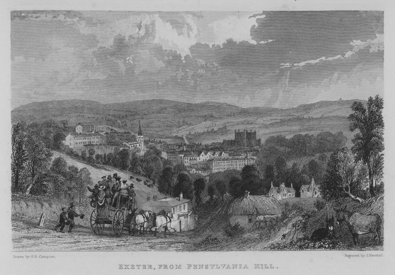 Exeter, desde la Colina Pensylvania (grabado) de George Bryant Campion