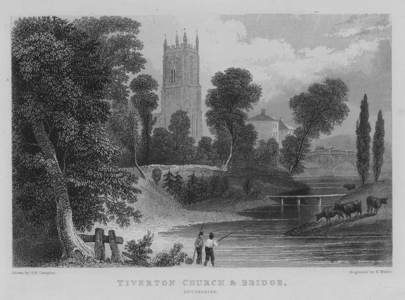 Iglesia y puente de Tiverton, Devonshire de George Bryant Campion