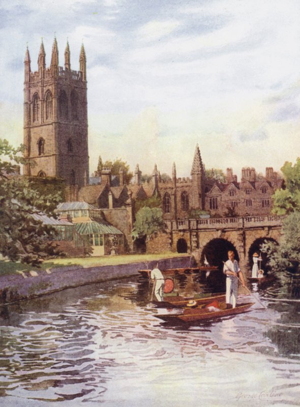 Oxford: Magdalen College y puente desde el Cherwell de George Carline