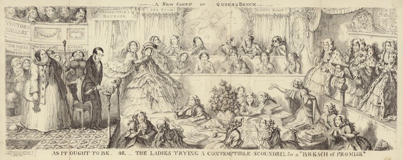 Una caricatura satírica del Tribunal de la Reina de George Cruikshank