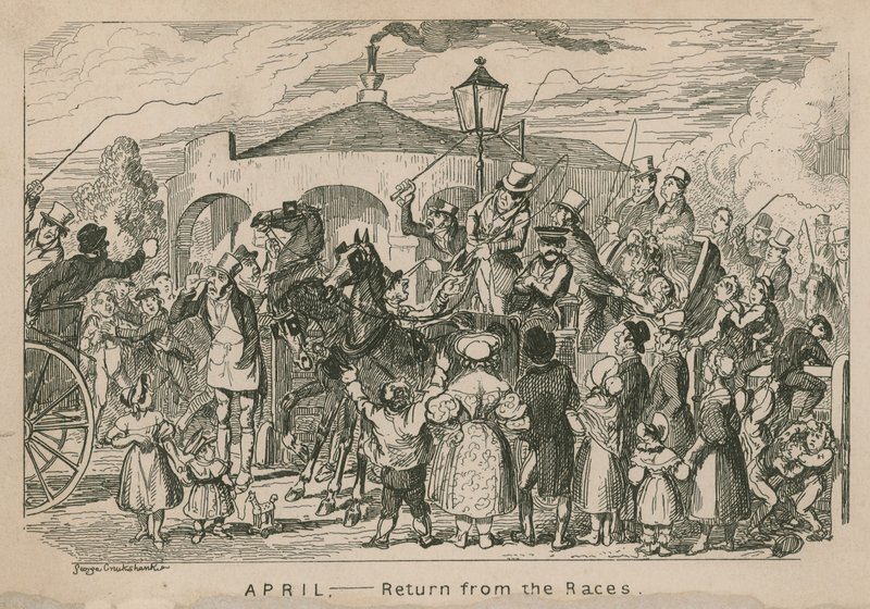 Abril - Regreso de las carreras de George Cruikshank