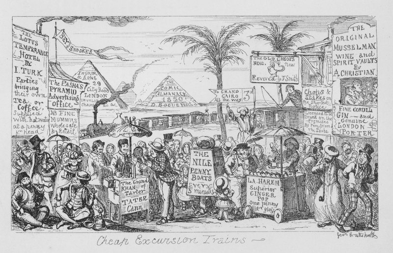 Trenes de excursión baratos, es decir, el futuro del turismo masivo imaginado de George Cruikshank