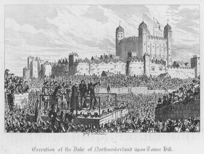 Ejecución del duque de Northumberland en Tower Hill de George Cruikshank