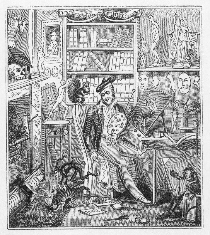 Frontispicio ilustración para Cruikshank at Home de George Cruikshank
