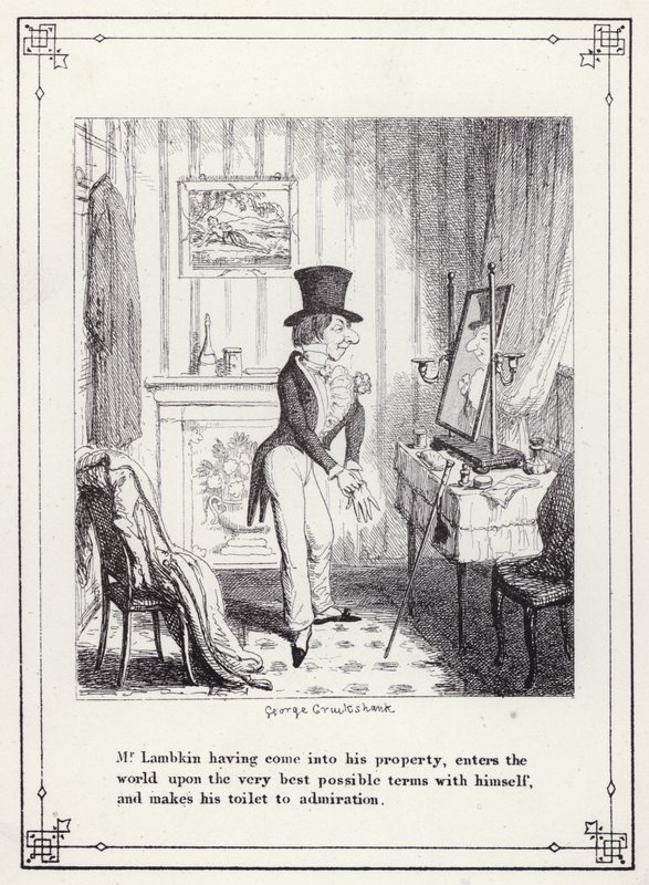 Ilustración para El Libro del Soltero, o El Progreso del Sr. Lambkin (Caballero) (grabado) de George Cruikshank