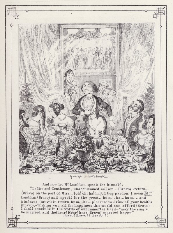 Ilustración para El Libro del Soltero, o El Progreso del Sr. Lambkin (Gent) de George Cruikshank