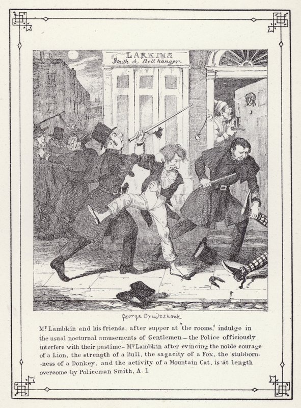 Ilustración para El Libro del Soltero, o El Progreso del Sr. Lambkin (Gent) de George Cruikshank