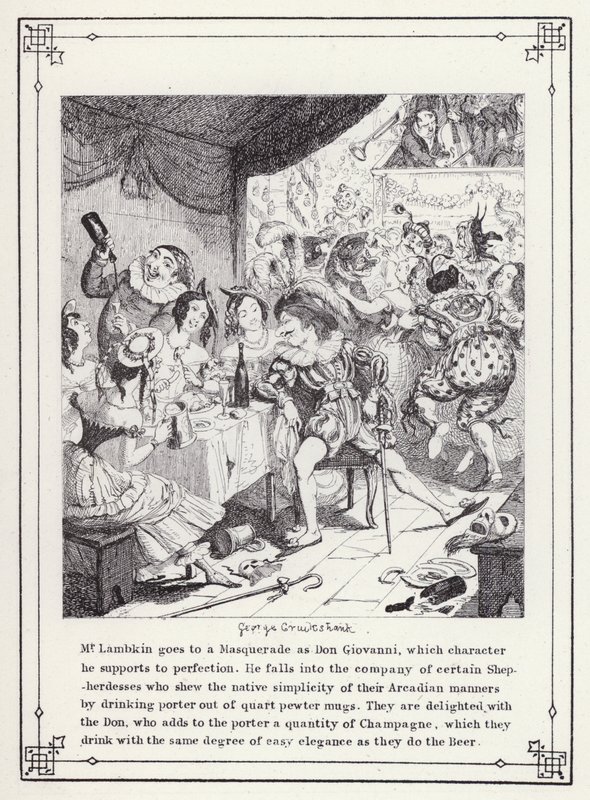 Ilustración para El libro propio del soltero, o El progreso del Sr. Lambkin (caballero) (grabado) de George Cruikshank