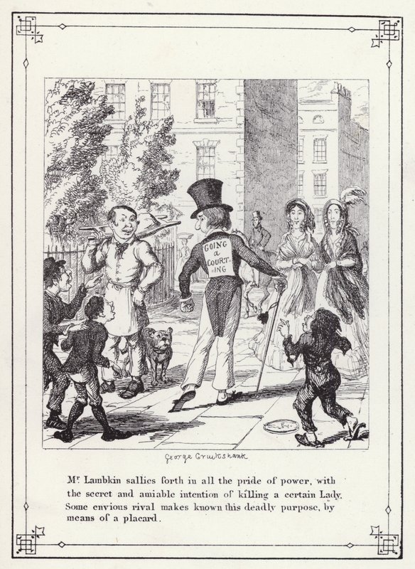 Ilustración para El libro propio del soltero, o El progreso del Sr. Lambkin (caballero) (grabado) de George Cruikshank