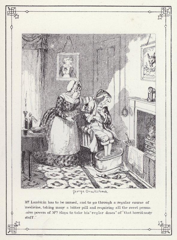 Ilustración para El libro del soltero, o El progreso del Sr. Lambkin (Gent) de George Cruikshank