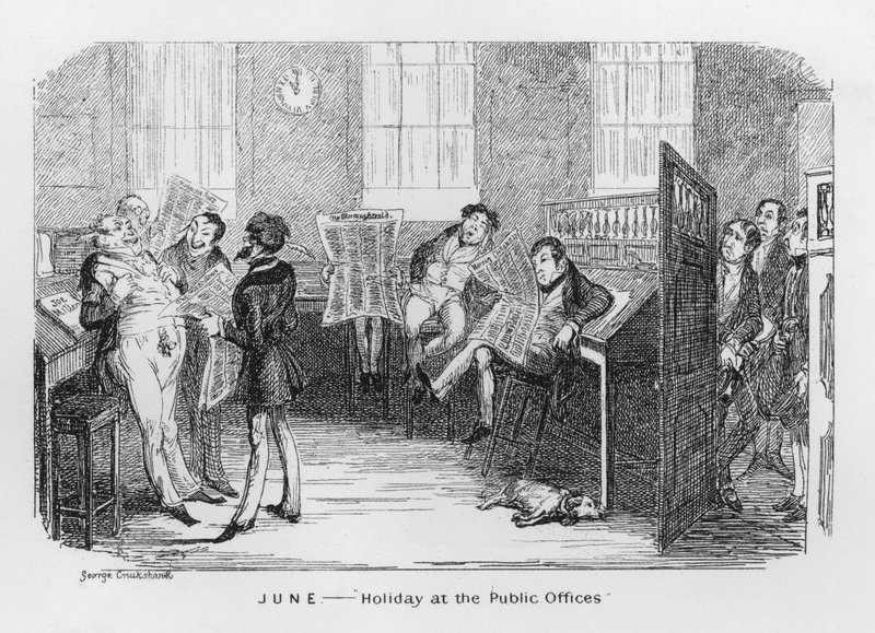 Junio, Vacaciones en las Oficinas Públicas de George Cruikshank