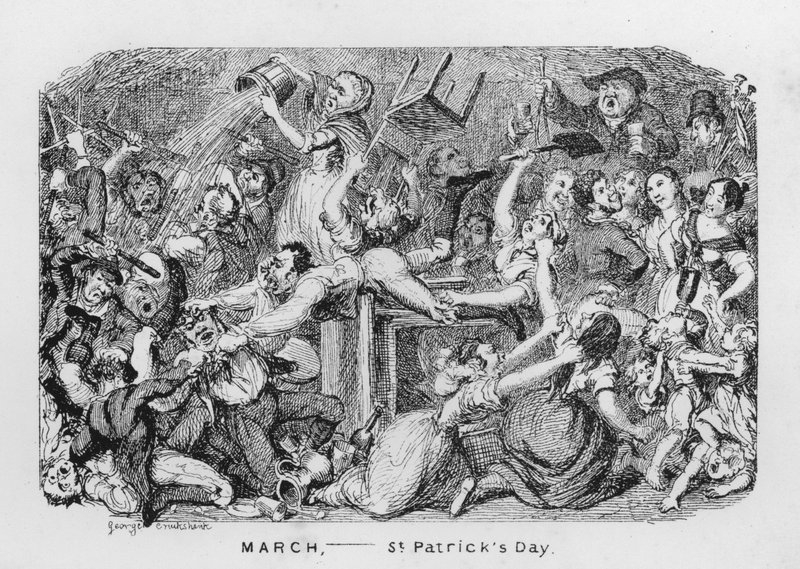 Marzo, Día de San Patricio de George Cruikshank