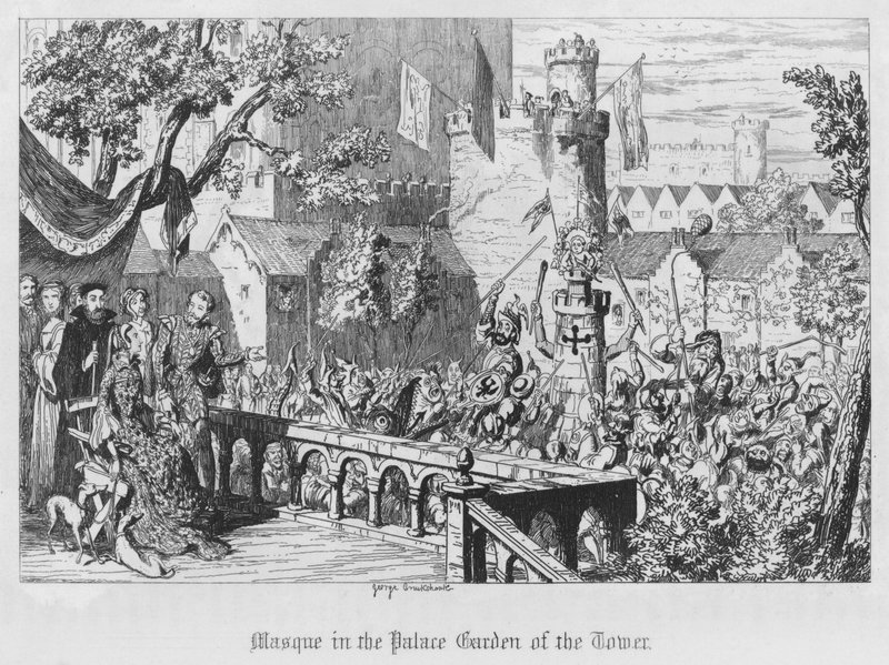 Mascarada en el Jardín del Palacio de la Torre de George Cruikshank