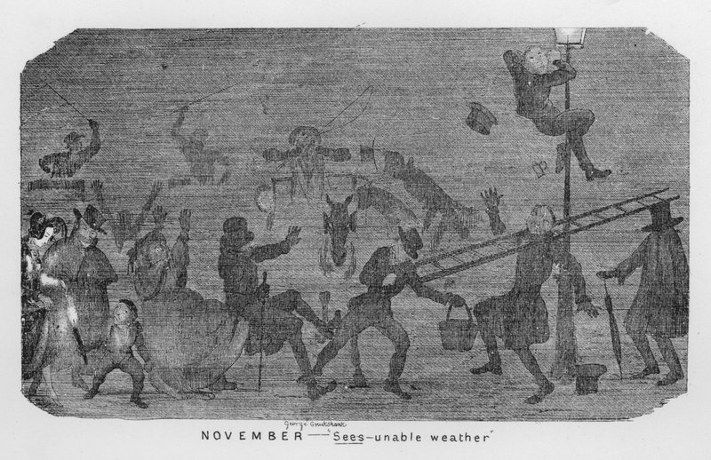Noviembre, Clima inadecuado, es decir, smog de Londres de George Cruikshank