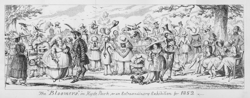 Las "Bloomers" en Hyde Park, o una exhibición extraordinaria para 1852 de George Cruikshank
