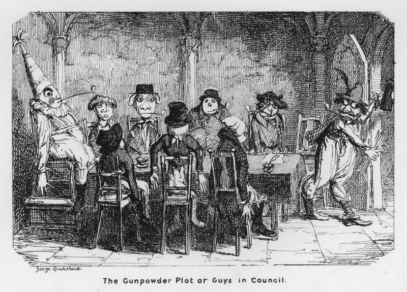 La Conspiración de la Pólvora o los Hombres en Consejo de George Cruikshank