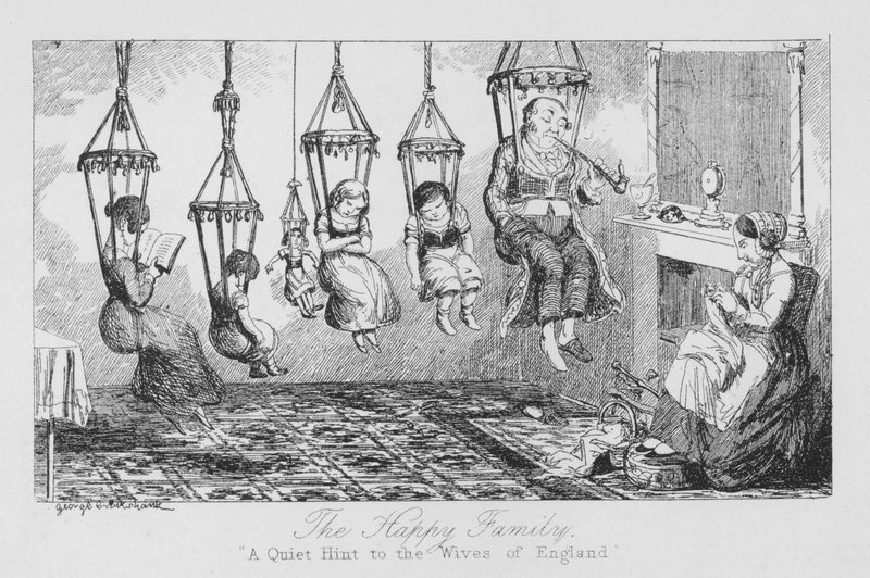La Familia Feliz, Una Sugerencia Tranquila a las Esposas de Inglaterra de George Cruikshank