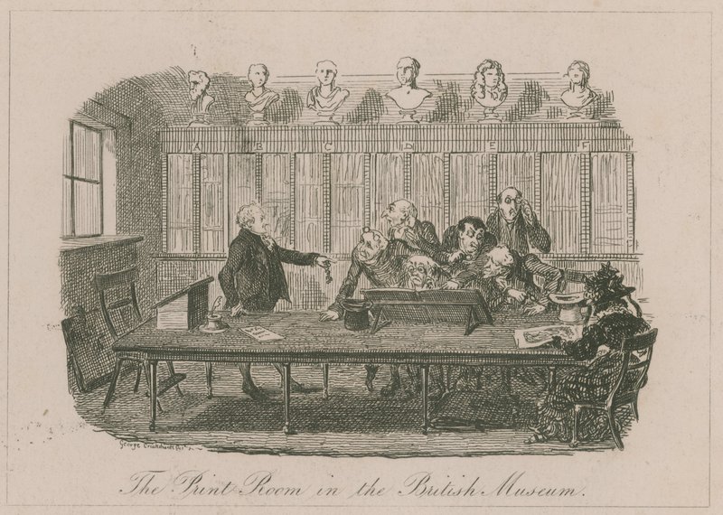 La Sala de Grabados en el Museo Británico de George Cruikshank