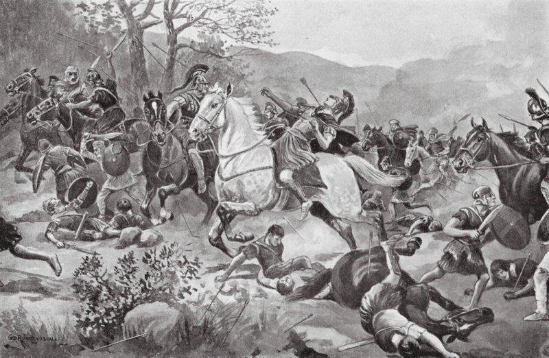 Batalla de Coronea, 447 a.C. (litografía) de George Derville (after) Rowlandson