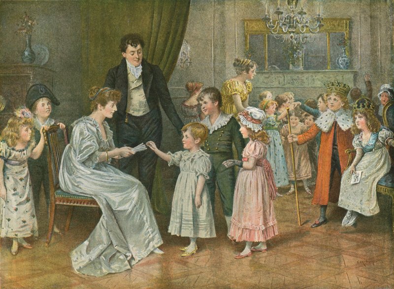 Noche de Reyes: la fiesta infantil. Sorteo de personajes de la Noche de Reyes de George Goodwin Kilburne