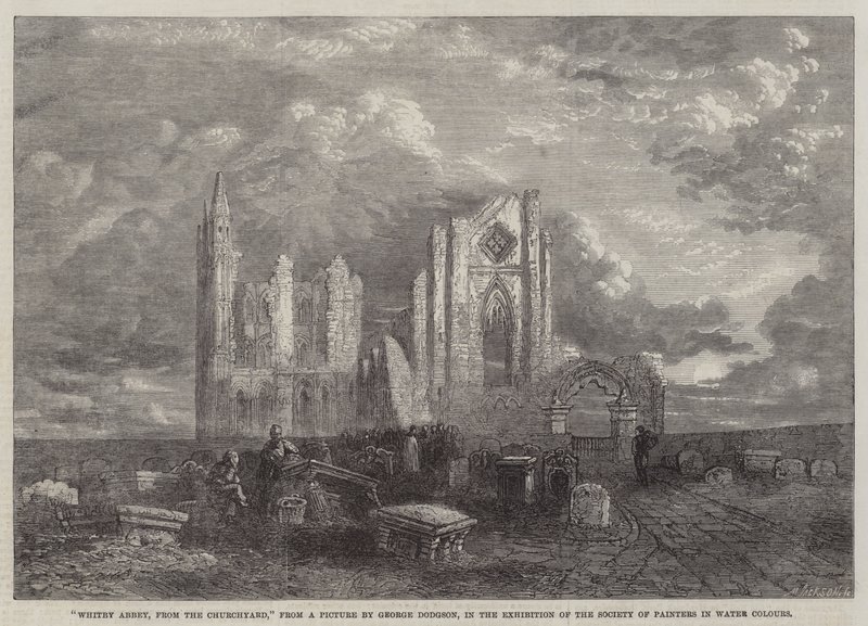 Abadía de Whitby, desde el Cementerio, en la Exposición de la Sociedad de Pintores en Acuarela de George Haydock Dodgson