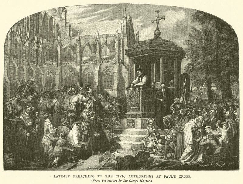 Latimer predicando a las autoridades cívicas en Pauls Cross de George Hayter