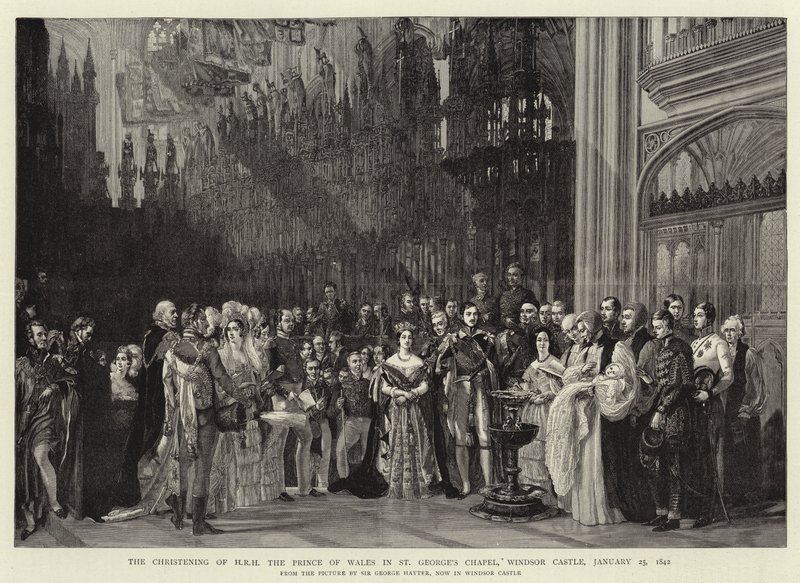 El Bautizo de S.A.R. El Príncipe de Gales en la Capilla de San Jorge, Castillo de Windsor, 25 de Enero de 1842 de George Hayter