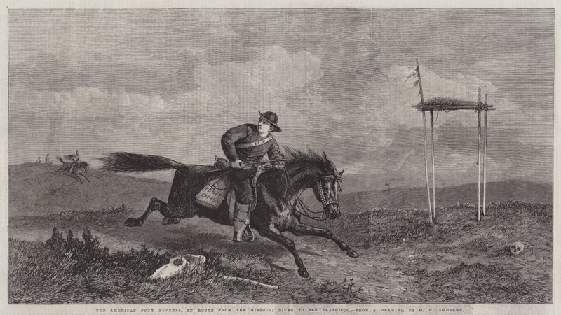 El Pony Express Americano, en ruta desde el río Missouri a San Francisco de George Henry Andrews
