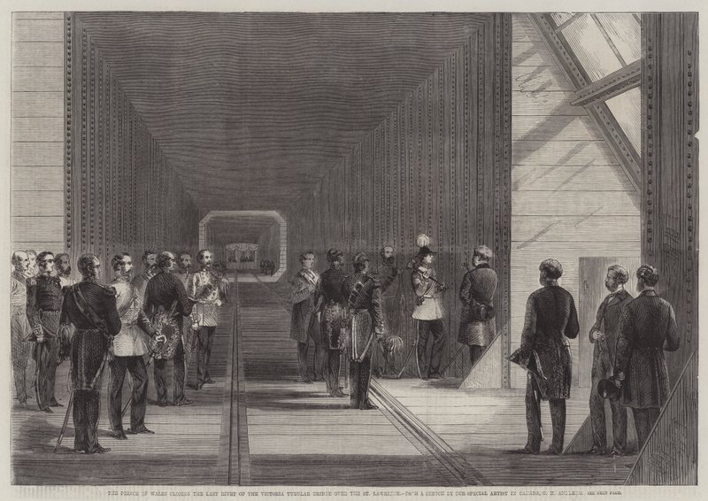 El Príncipe de Gales cerrando el último remache del Puente Tubular Victoria sobre el San Lorenzo de George Henry Andrews