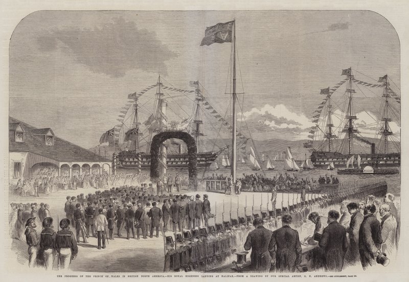 El progreso del Príncipe de Gales en América del Norte británica, Su Alteza Real desembarcando en Halifax de George Henry Andrews
