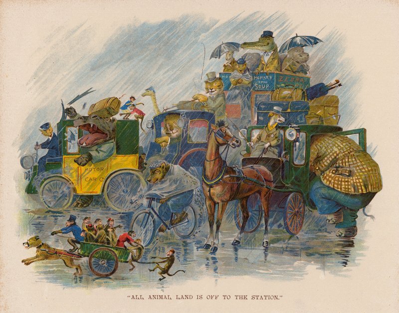 Ilustración para El viaje de los animales al mar (litografía en color) de George Henry Thompson