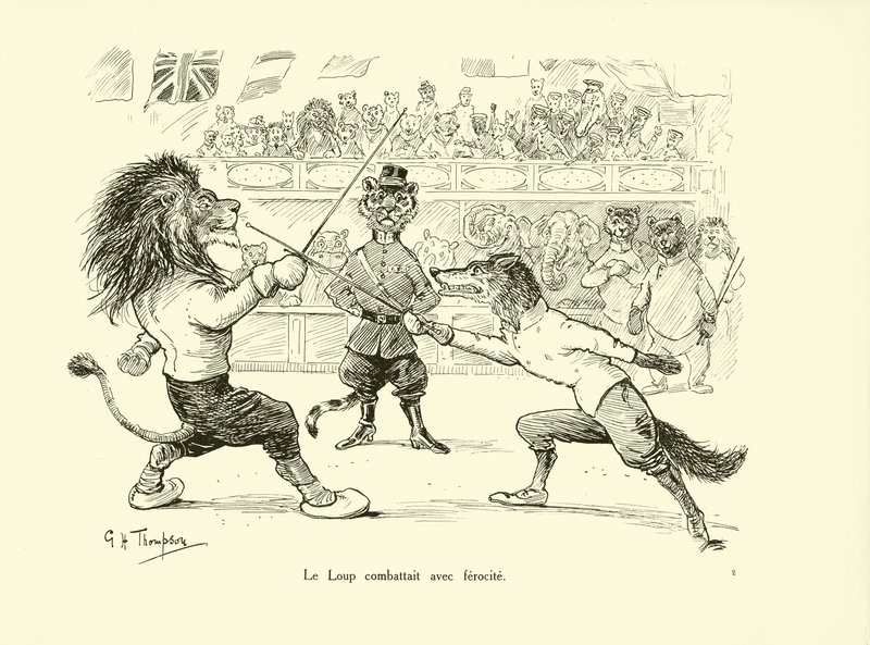 Le Loup combattait avec ferocite (litho) de George Henry Thompson