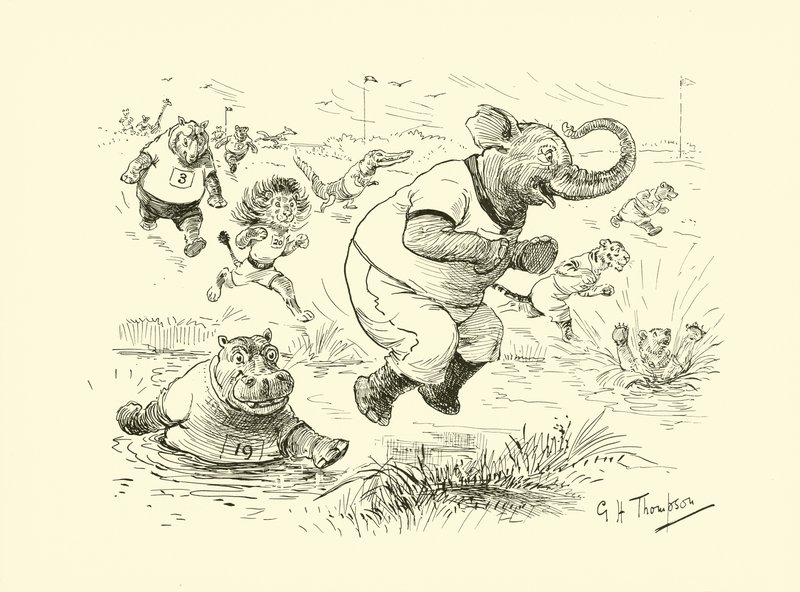 Animales en los Juegos Olímpicos (litografía) de George Henry Thompson