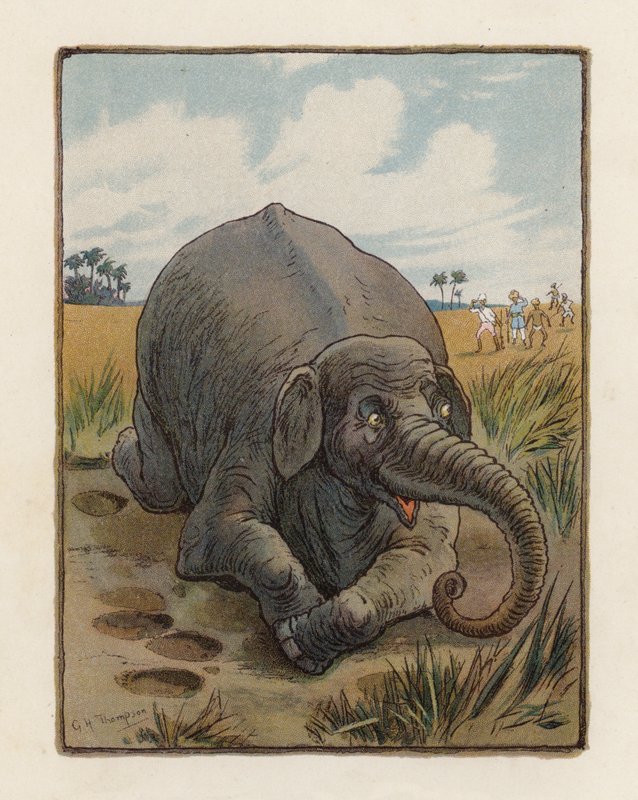 El elefante (litografía en color) de George Henry Thompson