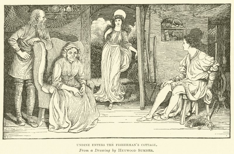 Undine entra en la cabaña del pescador de George Heywood Maunoir Sumner