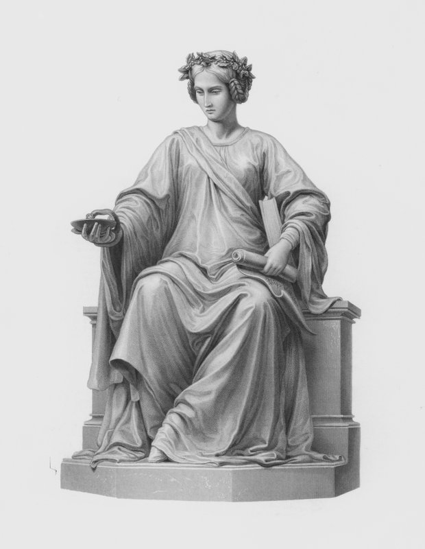 Medicina, grabado por G Stodart de la estatua de Ernst Hahnel de George J. Stodart