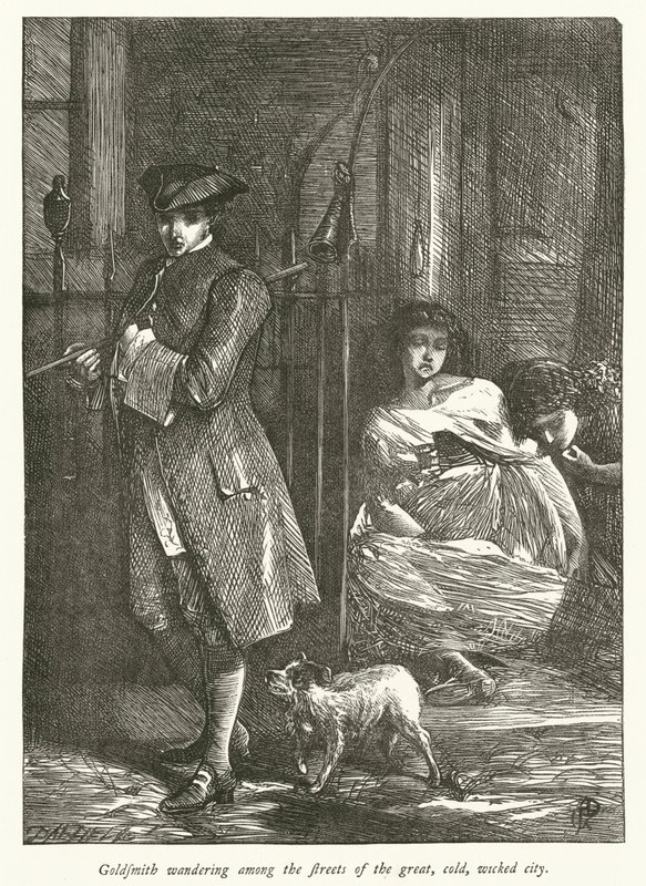 Goldsmith vagando por las calles de la gran, fría y malvada ciudad de George John Pinwell
