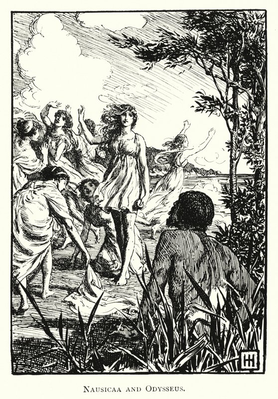 Odisea: Nausícaa y Odiseo de George Percy Jacomb Hood