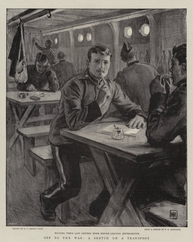 Rumbo a la guerra, un boceto en un transporte de George Percy Jacomb Hood
