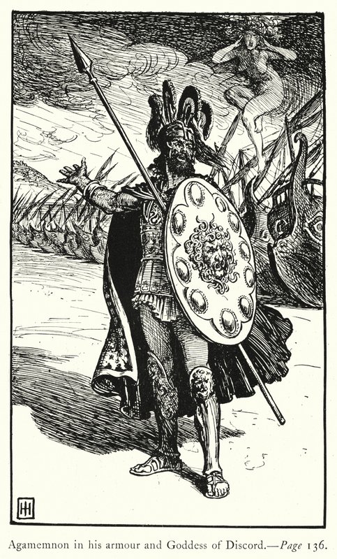 La Ilíada: Agamenón en su armadura y la Diosa de la Discordia de George Percy Jacomb Hood