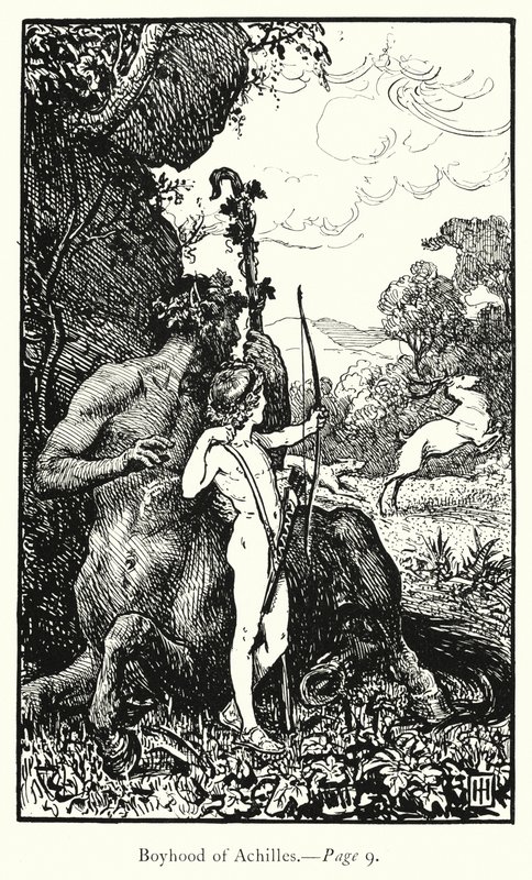 La Ilíada: La infancia de Aquiles (grabado) de George Percy Jacomb Hood
