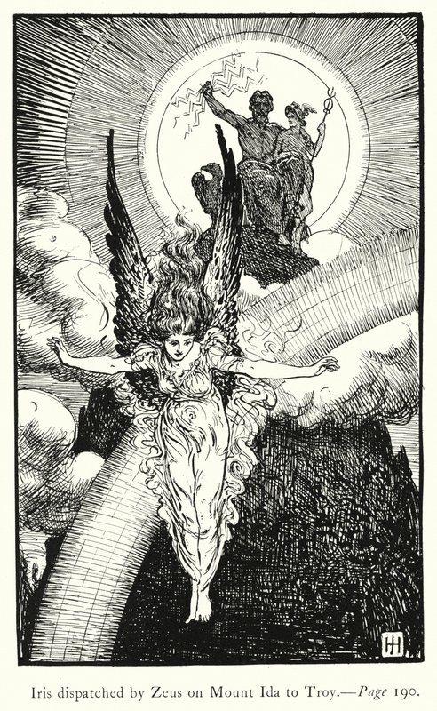 La Ilíada: Iris enviada por Zeus en el Monte Ida a Troya (grabado) de George Percy Jacomb Hood