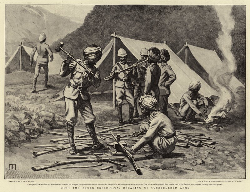 Con la Expedición Buner, recogiendo armas rendidas de George Percy Jacomb Hood