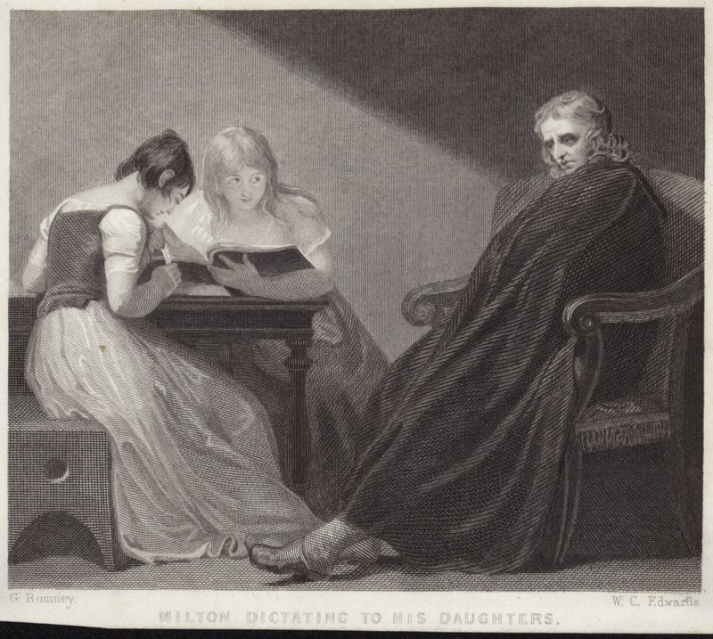 John Milton dictando a sus hijas de George Romney