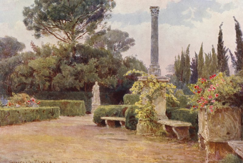Jardines de Italia: Villa Medici (litografía en color) de George Samuel Elgood