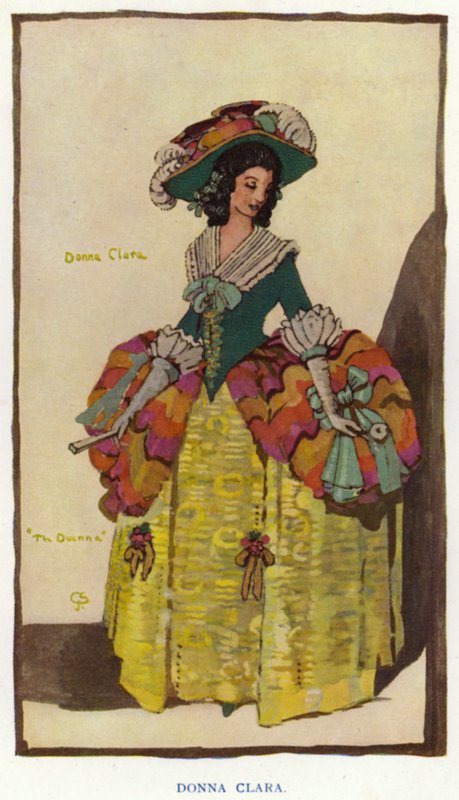 La Duenna de Sheridan: Donna Clara (litografía en color) de George Sheringham