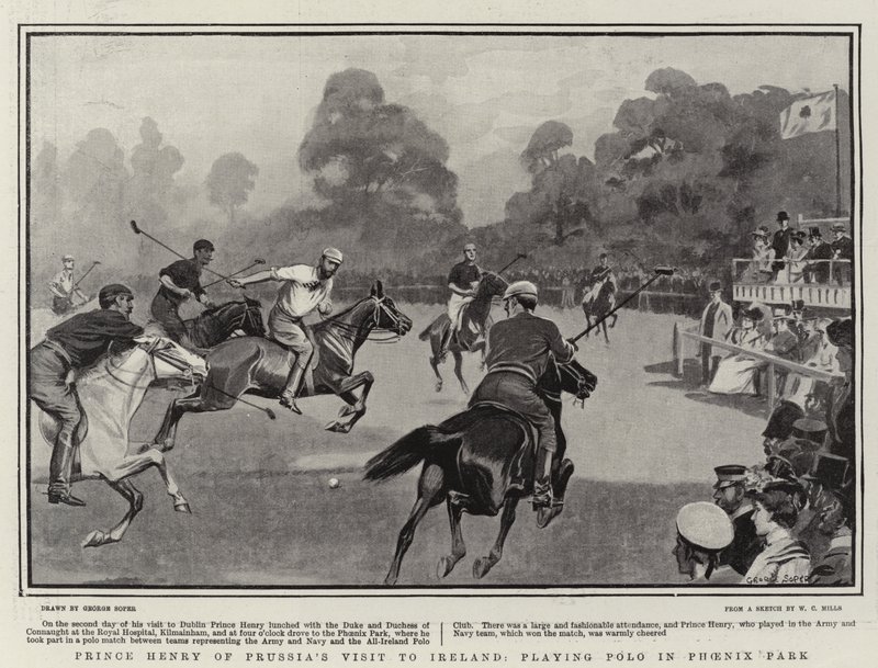 Visita del Príncipe Enrique de Prusia a Irlanda, jugando al polo en Phoenix Park de George Soper