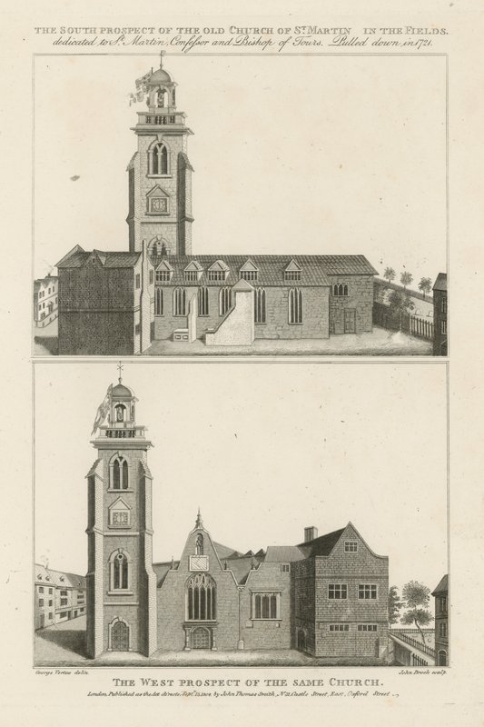 Dos perspectivas de St Martin in the Field de George Vertue