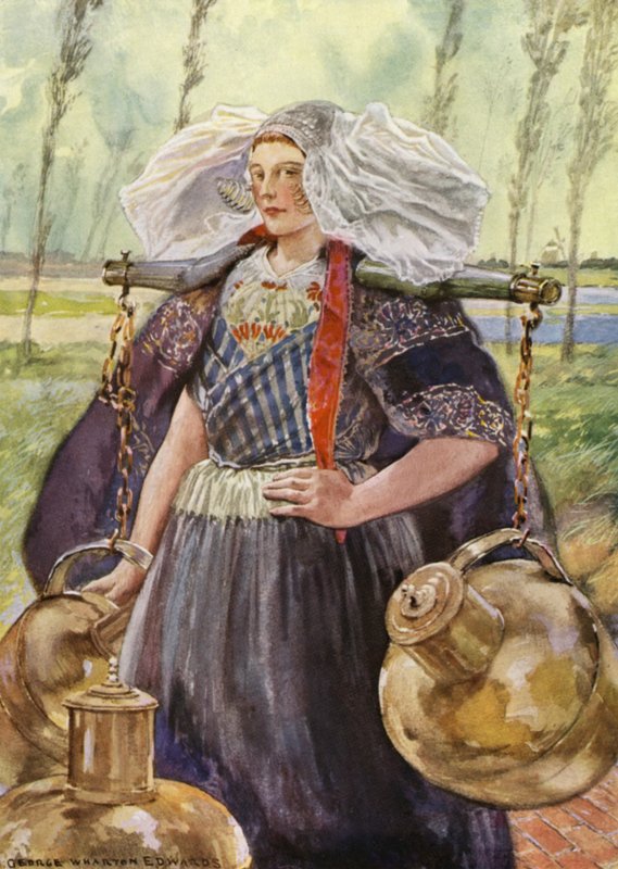 A Zeeland Milkmaid (litografía en color) de George Wharton Edwards