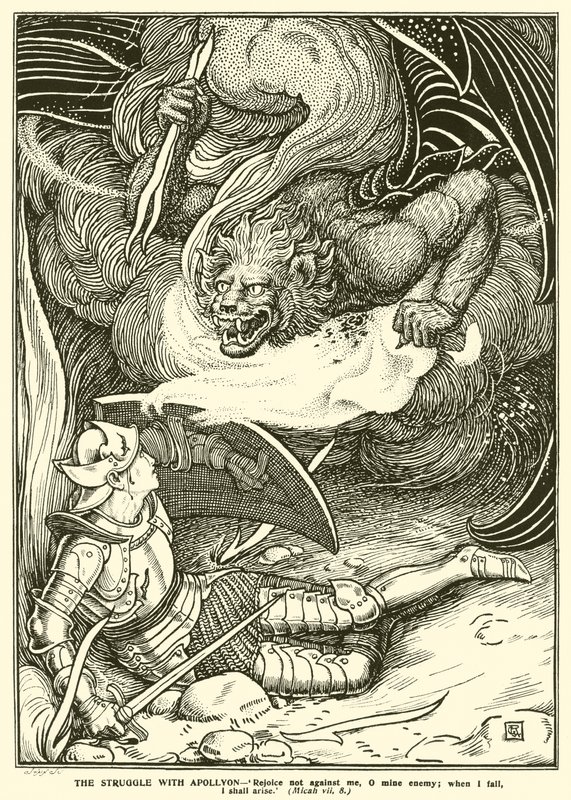 La lucha con Apollyon de George Woolliscroft Rhead